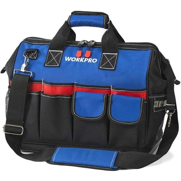 WORKPRO 18-inch Tool Bag Close Top Wide Mouth Storage w/ Sturdy Waterproof Base - Picture 2 of 8